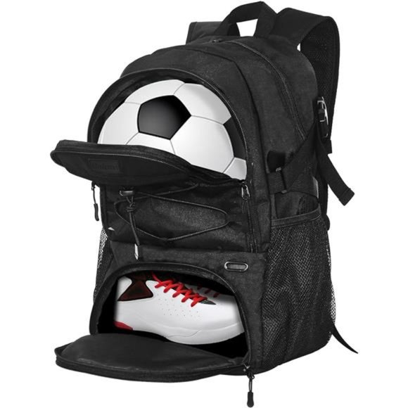 Men's Backpack with Ball Compartment & Shoe Compartment, Black
